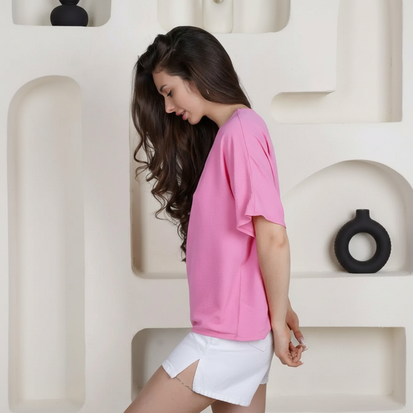 Футболка жіноча віскоза жатка св. рожева 02655 фото